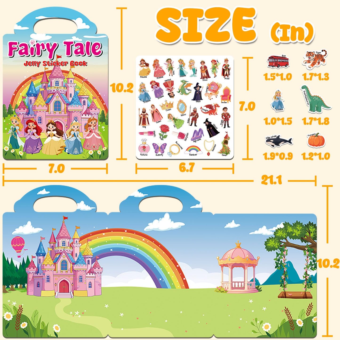 LYNKTOTS 6 Sets Reusable Sticker Books for Toddlers 3+ Years, Jelly Sticker Book for Kids, Travel Stickers Activity Book Travel Toys for Toddlers