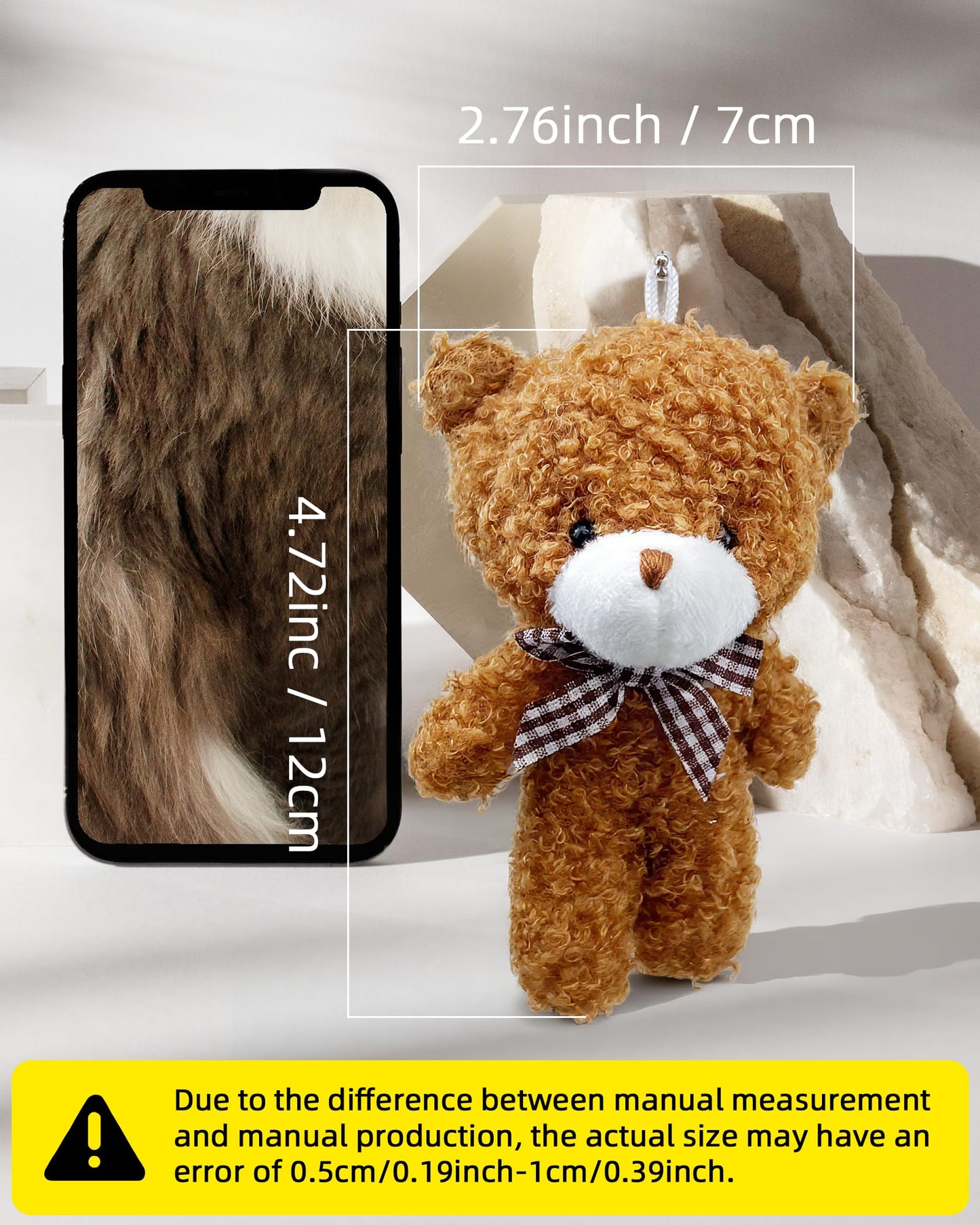 YJUBAOA 12 pcs Mini Stuffed Teddy Bears 4.7 Inch Small Plush Teddy Bears Bulk for DIY Keychain Birthday Christmas Party Favor (Classic-Dark Brown)