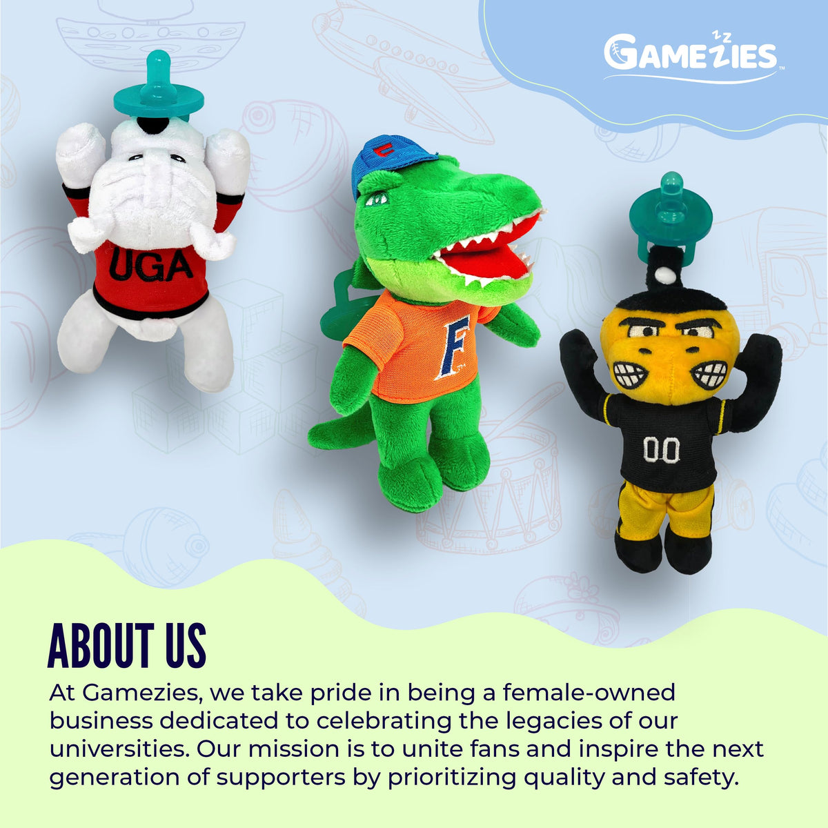 Gamezies Baby Boy and Girl Silicone Baseball Plush Pacifier Removable, Washable Plush ToyCPSIA Tested, BPA-Free 0-6 Months