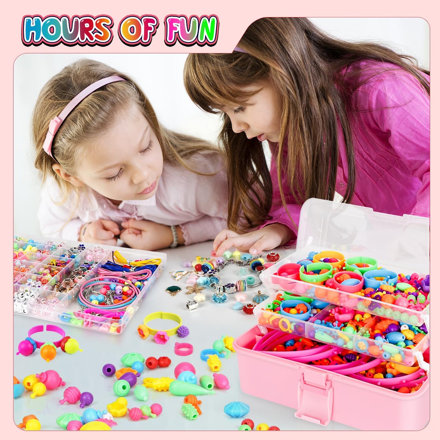 FUNZBO 1600 Pcs Pop Beads with Bracelet Making Kit, Jewelry Making Kit for Little Girls, Arts and Crafts Toys, Necklace Bracelet Ring Snap Set, Birthday Gifts for Kids Ages 3-9 Years Old