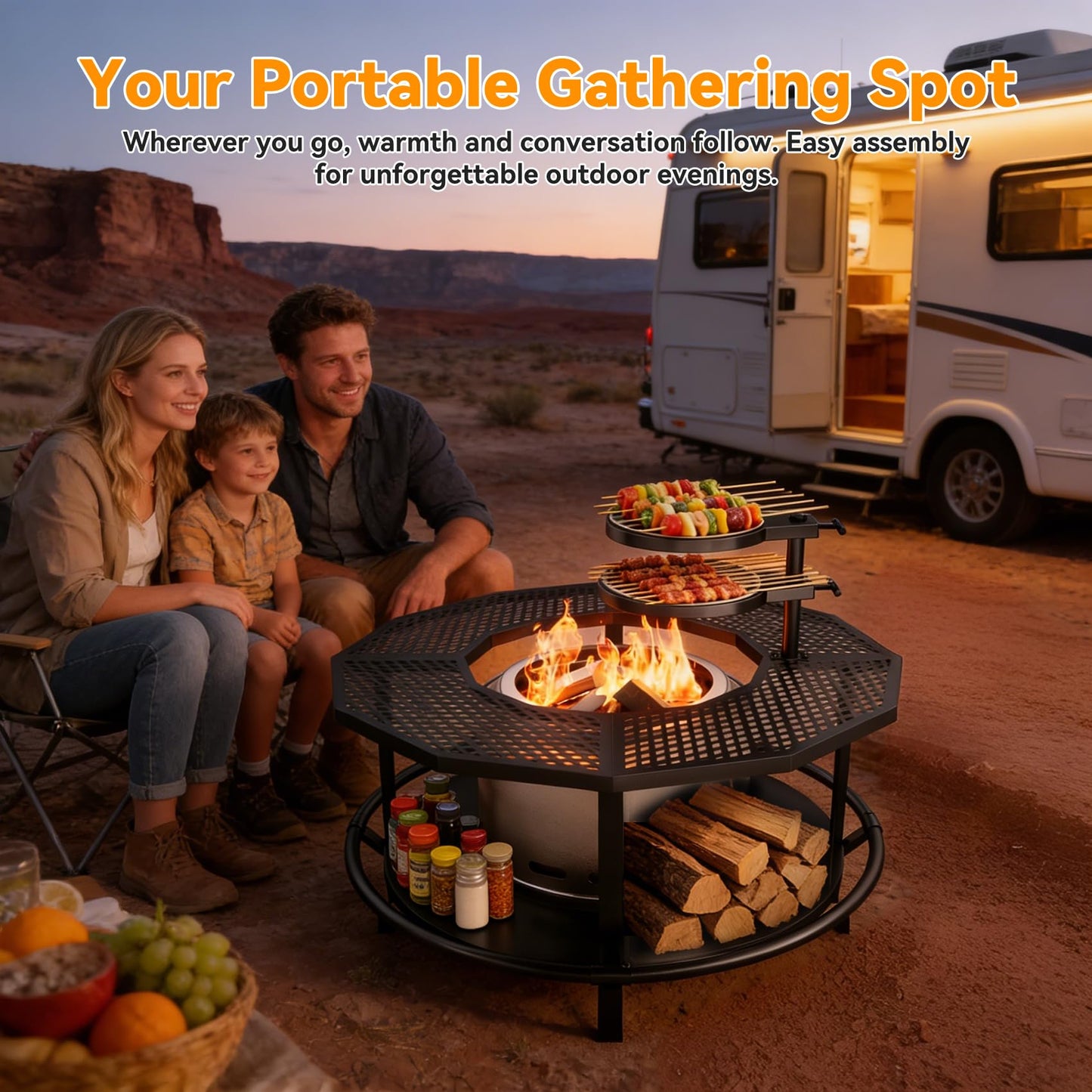 Fire Pit Surround Tabletop - 360° Fire Pit Guard for Solo Stove Bonfire & Ranger, Portable Protective Barrier for Wood Burning Fire Pits Up to ā21", UV-Resistant Outdoor Fabric (Firepit Not Included)