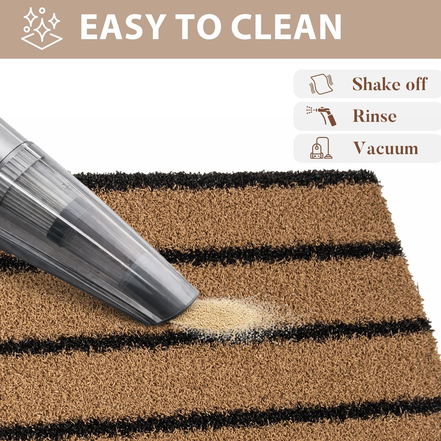 DOMUSTEX Outdoor Front Door Mat 24" x 60", Dirt Trapping Outside Entrance Runner Rug, Non Slip, Heavy Duty Commercial Rug for Patio, Balcony, Garage, Traffic Area, Office, Roll Packing