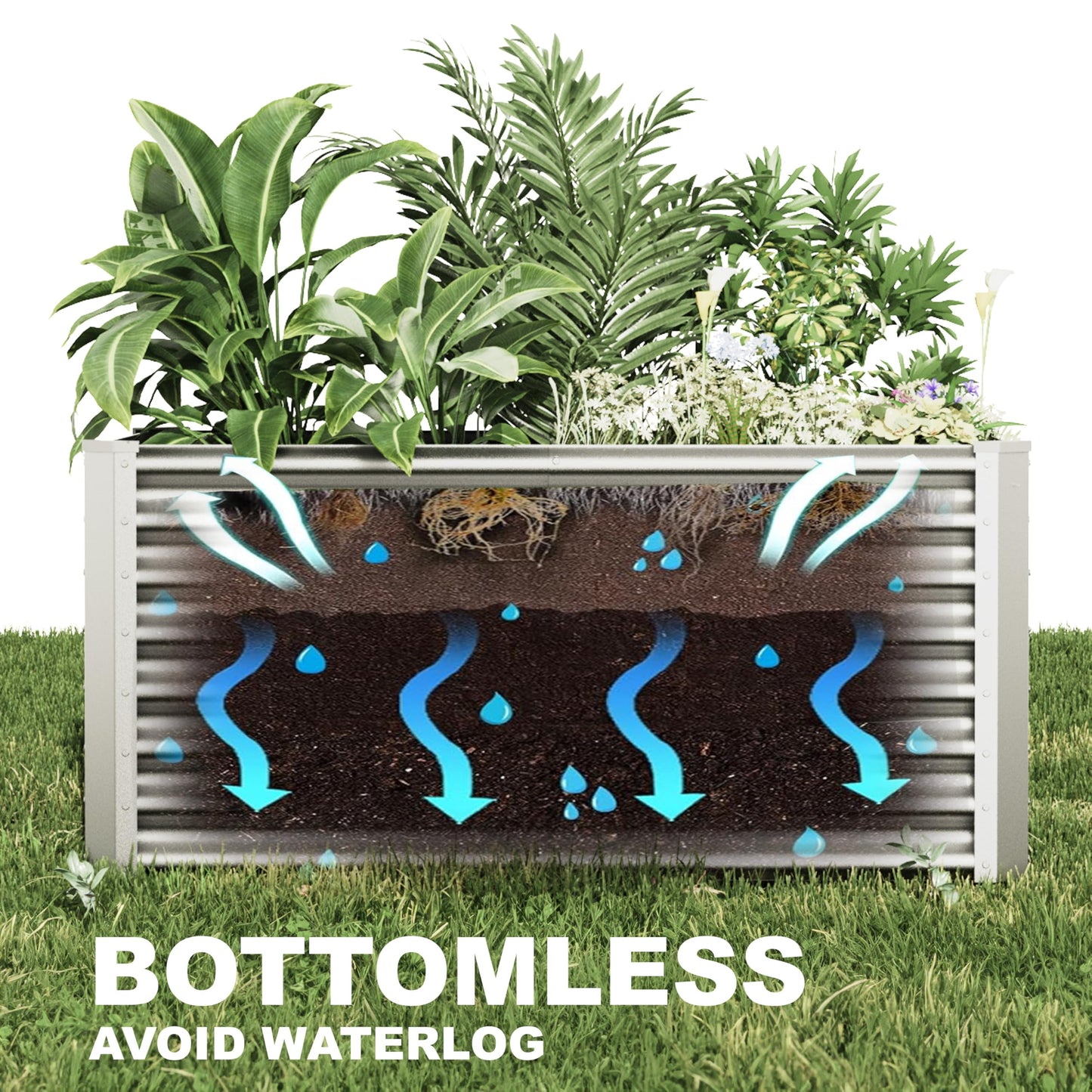 Kinddeer 12x2x2ft Raised Garden Beds Outdoor Kit, Galvanized Planter Garden Boxes Outdoor, Metal Raised Garden Beds for Vegetables,Fruits,Herb,Flower,Silver