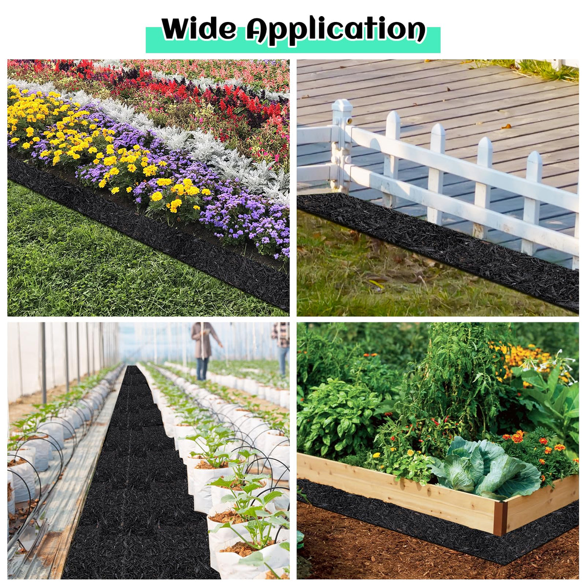 1 Pcs 10 Ft Long Rubber Mulch for Landscaping Garden Mulch Black Roll Rubber Mulch Mat Recycled Natural-Looking Edging Border Cuttable Reduced Weed Growth Bed Liner for Garden 2026