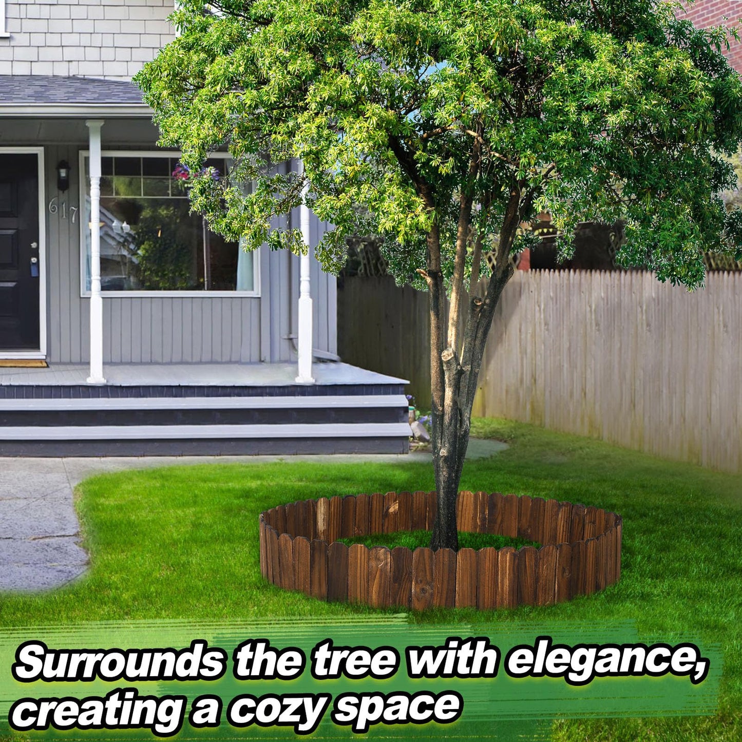 Rustic Pine Wood Garden Fence - 13.1ft L*12in H Easy to Install Sturdy Wooden Landscape Edging Border, No Fading Planter Fencing for Yard Flower Bed Lawns Pathway Tree