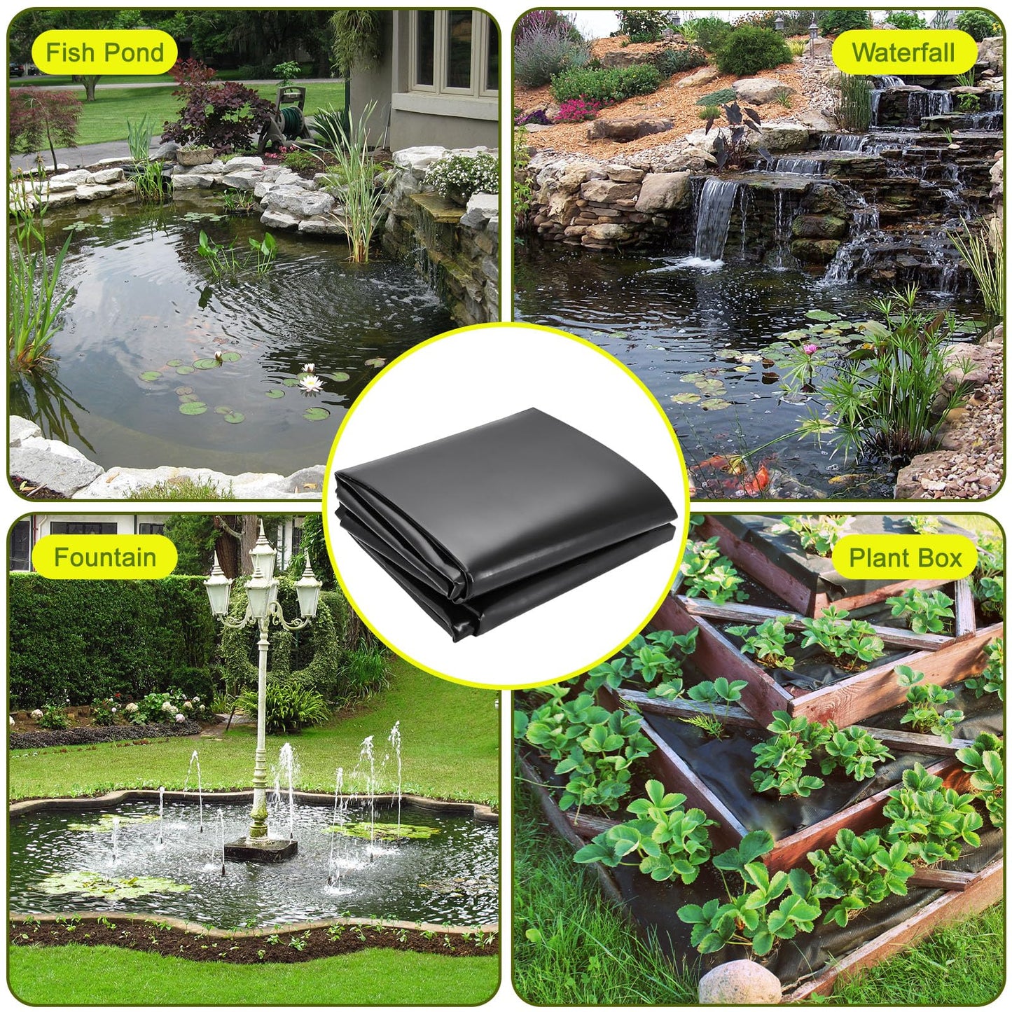 Froidesente 7 x 10 FT Pond Liner, 20 Mil Pond Liners for Outdoor Ponds, HDPE Pond Liner Easy Cutting Puncture Resistant, Pond Liners for Water Garden Fountain Waterfall, Koi Fish Aquaculture Pond