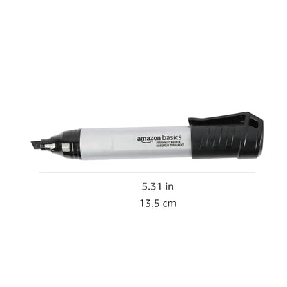 Amazon Basics Large Chisel Tip Permanent Markers, Quick Drying, Fade Resistant, Black, 12-Pack