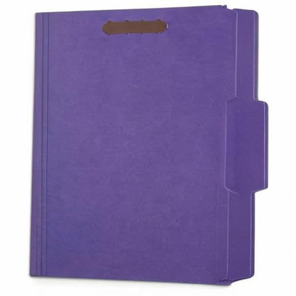 50 Purple File Folders with Fasteners, 1/3 Cut Reinforced Tab, Durable 2 Prong Fastener File Folder, Designed to Organize Standard Medical Files, Law Client Files, Office Reports, Letter Size, Purple