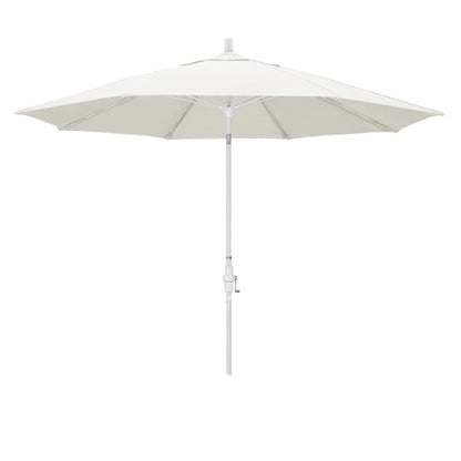 California Umbrella 11' Rd. Fiberglass Rib Patio Umbrella, Crank Lift, Collar Tilt, White Pole, Canvas (GSCUF118170-SA53-DWV)