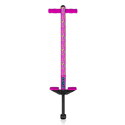 Flybar Jolt Pogo Stick for Kids, Perfect for Beginners w/Foam-Covered Metal Frame, Handles & Padding, Non-Slip Foot Pads, Wide Tip, Outdoor Active Play Toy for Boys & Girls, Ages 6+, Pink Hearts