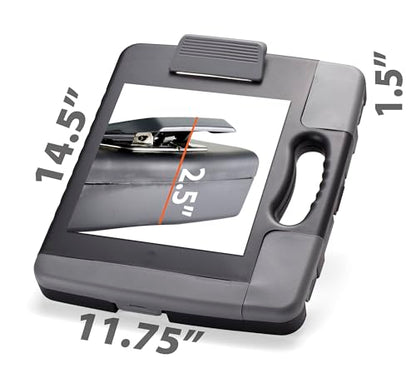 Officemate Portable Clipboard Storage Plastic Case for A4 Sizes, Charcoal (83301),11-3/4"w x 1-1/2"d x 14-1/2"h