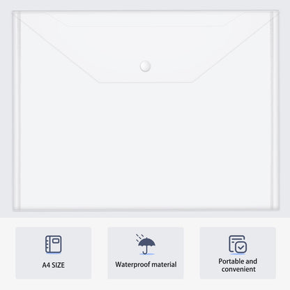JIKIOU 30pcs Plastic Envelopes, Clear Reusable Poly Envelope Waterproof File Folder with Snap Button, Us Letter/A4 Size