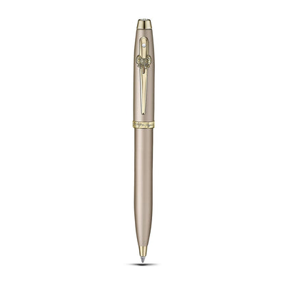 Sheaffer 100 Emily in Paris 9377 Collection, Champagne Gold Pen with PVD Gold Trims, Bow-Shaped Clip (Ballpoint Pen and Full-Grain Credit Card Holder - RFID protection with 4 card slots)