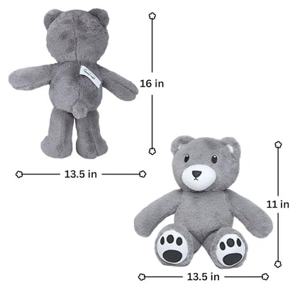 HUGWIMI Huggable Gray Teddy Bear, Soft Stuffed Plushie - Easter Gifts for Kids and Teen Girls, 16 Inches