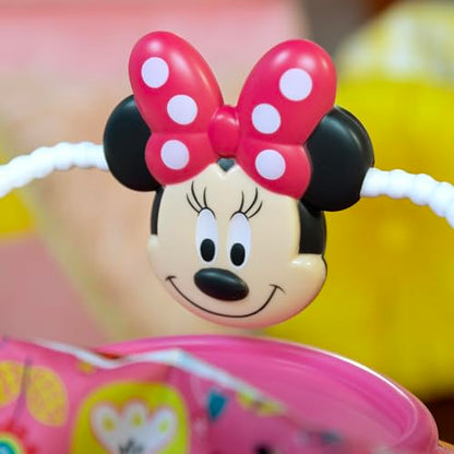 Bright Starts Disney Baby MINNIE MOUSE PeekABoo Baby Activity Center Jumper with 8 Toys, Lights & Sounds, 360-Degree Seat, 6-12 Months (Pink/Blue)