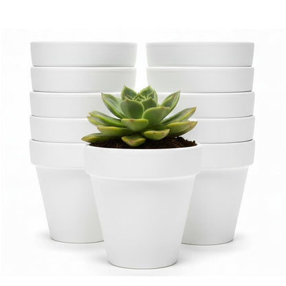 YESIACE White Terracotta Flower Pots with Drainage Holes, 4 Inches, 24 Pack, Suitable for Planting and Decoration