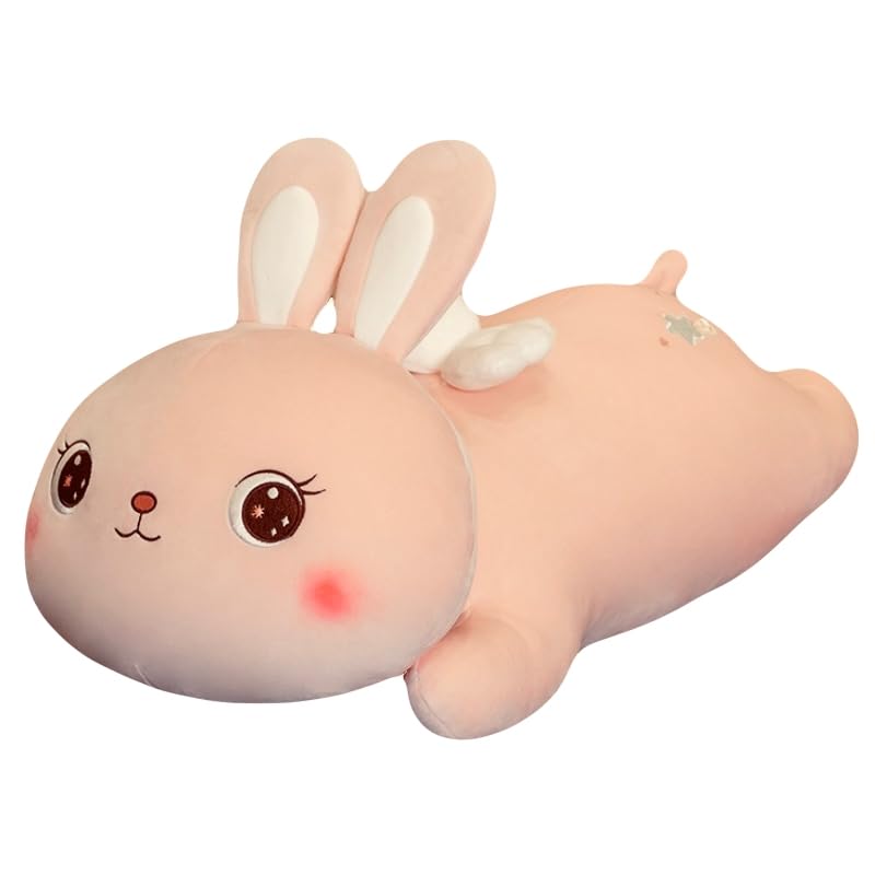 ARELUX 21.7" Pink Stuffed Animal Pillow,Easter Bunny Plush Soft Hugging Toys,Cute Rabbit Doll Throw Pillow with Wings, Gifts for Girls Kids Birthday