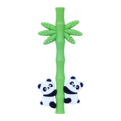 Baby Teether Toy Panda Shape Silicone Teething Toys for Babies 0-24 Months, Chew Toys for Infants Teething Relief, Hollow Tube Toothbrush Head for Gum Massage and Self-Brushing Training, Easy to Grip