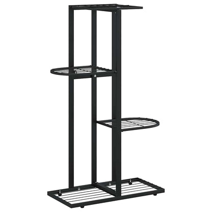 FMPGJLYH 4-Tier Metal Plant Stand, Tall Indoor Outdoor Flower Shelf for Living Room, Garden, Balcony, Modern Rectangular Display Rack, Black