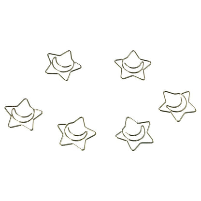 dohobby 50pcs Creative Moon and Star Shaped Paper Clip, Cute Gold Metal Bookmarks Memo Clips Set with Storage Box,Office Accessories for Home, Office