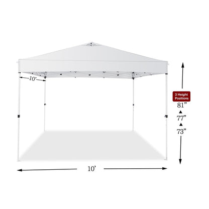 10x10 Pop Up Canopy Tent – One-Person Setup, Waterproof & UV-Blocking, Heavy-Duty Steel Frame, Wheeled Bag & Sandbags – Outdoor Shade for Beach, Camping, Backyard, Tailgate, Events (White)