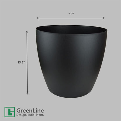 Greenline Manufacturing Memphis 15" Round Indoor Floor Planter Pot – Lightweight & Durable Plastic, Modern Design, Made in USA, Recyclable Large Plant Container for Home & Office Décor (White)