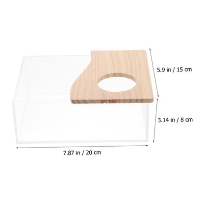 WOONEKY Chinchilla Bath Toy Bin Acrylic Small Chinchilla Bathtub Multi-Function Cage Box Easy Clean Design