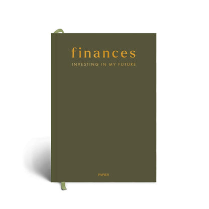 Papier Shine Finance Planner - Olive Hardback | Track Expenses, Savings, Outgoings | Undated | Includes Money Tracker, Daily & Monthly Calendar, & Monthly Budget Section | Budgeting Gift For Students