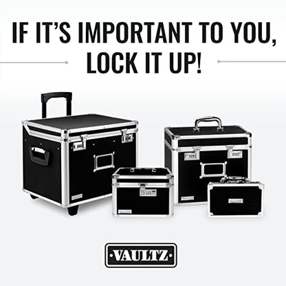 Vaultz File Organizer Storage Box - 14 x 7 x 12.19 Inch Letter Size, Portable Locking Storage Totes with Dual Combination Locks for Filing Office Documents - Black