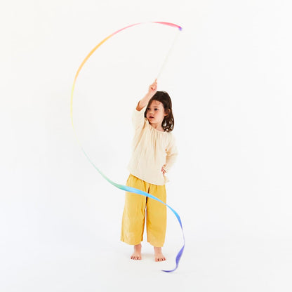 Sarah's Silks Rainbow Streamer - 8' Long Twirling Ribbon Wand for Kids | Montessori and Waldorf Toys