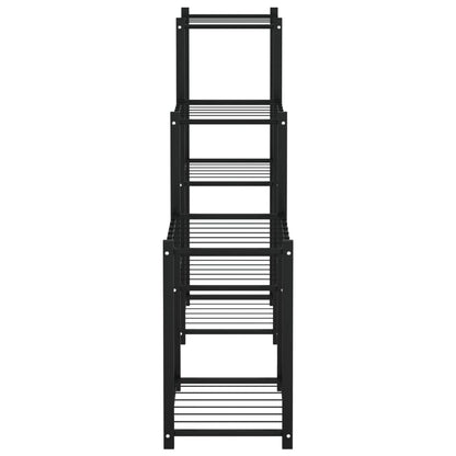 BUKSCYJS Black Powder-coated Iron Flower Stand with 5 Shelves, Medium Plant Display Rack for Indoor Outdoor Use, Space Saving Corner Design for Living Room Balcony, Durable Metal