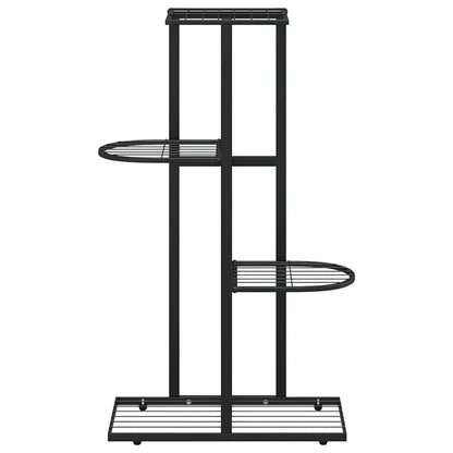 FMPGJLYH 4-Tier Metal Plant Stand, Tall Indoor Outdoor Flower Shelf for Living Room, Garden, Balcony, Modern Rectangular Display Rack, Black