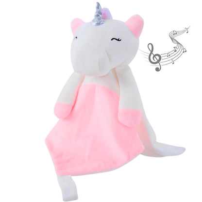 Love By Emi 4 in 1 Baby Lullaby Sleep Soother Toy - Stuffed Animal Sound Machine & Pacifier Holder | Heartbeat White Noise & Music | Plush Unicorn Lovey Sleep Aid Security Blanket (0-3 Years)