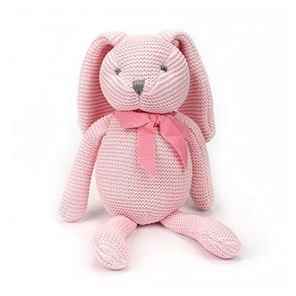 FLUFFYFUN 100% Organic Cotton Pink Bunny Rabbit Plush, 7.1" Baby Stuffed Animal for Newborn