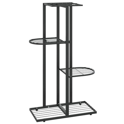 Qnhdfrt 4 Tier Black Metal Plant Stand Indoor Outdoor for Plants Flowers Decor Rectangular Powder Coated Steel Space Saving Shelf, for Living Room Balcony Garden Patio