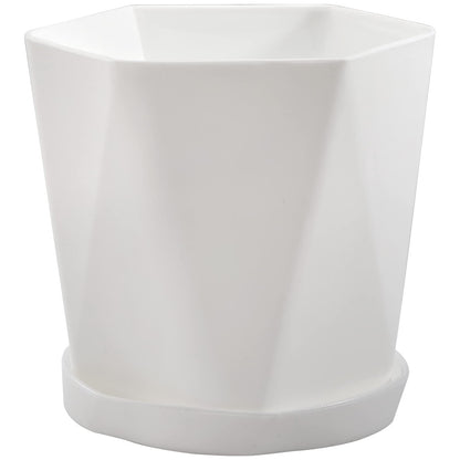 Foraineam Plastic Planters, Set of 8 White 5 inch Flower Pots with Drainage Holes and Trays, Suitable for Indoor and Outdoor Gardening