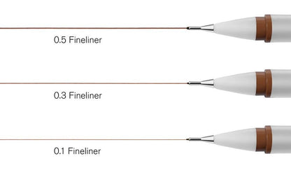 Winsor & Newton Fineliner Fine Point Pen Set, Assorted, Set of 3, Sepia