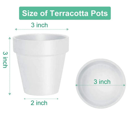 vensovo 3 inch White Terracotta Clay Pots for Plants with Saucer - 12 Pack Small Terra Cotta Planter Great for Garden Windowsill Indoor & Outdoor Wedding Favors Gifts