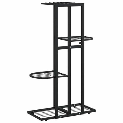 FMPGJLYH 4-Tier Metal Plant Stand, Tall Indoor Outdoor Flower Shelf for Living Room, Garden, Balcony, Modern Rectangular Display Rack, Black
