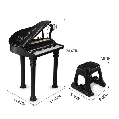 Losbenco Kids Piano Keyboard Toy, Toddler Electronic Musical Instrument Educational Toy with Microphone, Multiple Sounds, Record Playback, Lights & Stool, Birthday Gift for 3 4 5 6 7 Years Old Girls