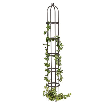 Evergreen 7 Feet Garden Metal Garden Obelisk Trellis for Climbing Plants Outdoor | Indoor Plant Trellis for Potted Plants | Floral Pattern Arch Trellis | Bronze