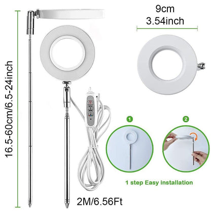Andy's Orchids LED Grow Light, Adjustable Height, Full Spectrum, 360 Lumen, 40 LED Beads, USB Powered, White, Acrylic & Metal, Modern Design, Indoor Use