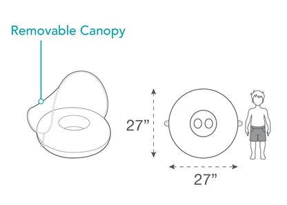 Coconut Float Rae Dunn x Toddler Float with Canopy - New Velcro Connectors! - Child Sized Inflatable Raft & Durable Water Toy - Stable Ride-On for Summer Parties & Swim Events (Rawrsome)