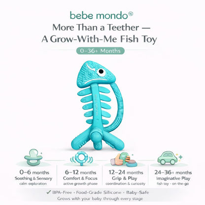 3 in 1 Infant Toys, Baby Teething Toys 3–6 6–12 Months, Teethers for Babies 0–3–6–12 Months for Teething Relief, Baby Gift, Baby Teether Toys, Silicone Sensory Toys,USA Patent Pending, Fish Turquoise