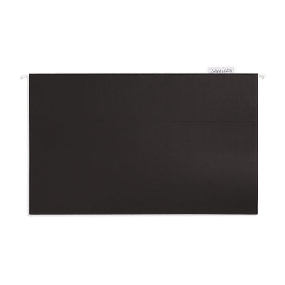 25 Blue Summit Supplies Legal Size Hanging File Folders - Black Hanging File Folders for Filing Cabinet, Durable 11 pt Paper with Plastic Tabs and Inserts, Black Legal Size Hanging Folders