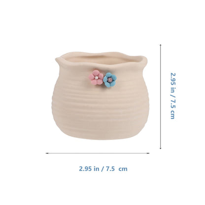 BESPORTBLE 3pcs Floral Design Succulent Planters Ceramic Flowerpots for Desktop Bright Patterned Ceramic Succulent Pots Suitable for Cactus and Plants Material