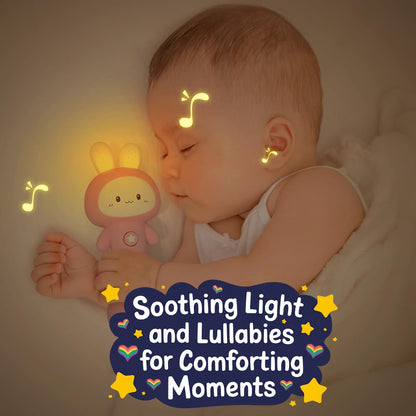 VKTEN Bunny Baby Rattle Toy with Light & Sound – Interactive Teething & Sensory Toy – Ideal Easter Basket Stuffer for Baby 3-24 Months