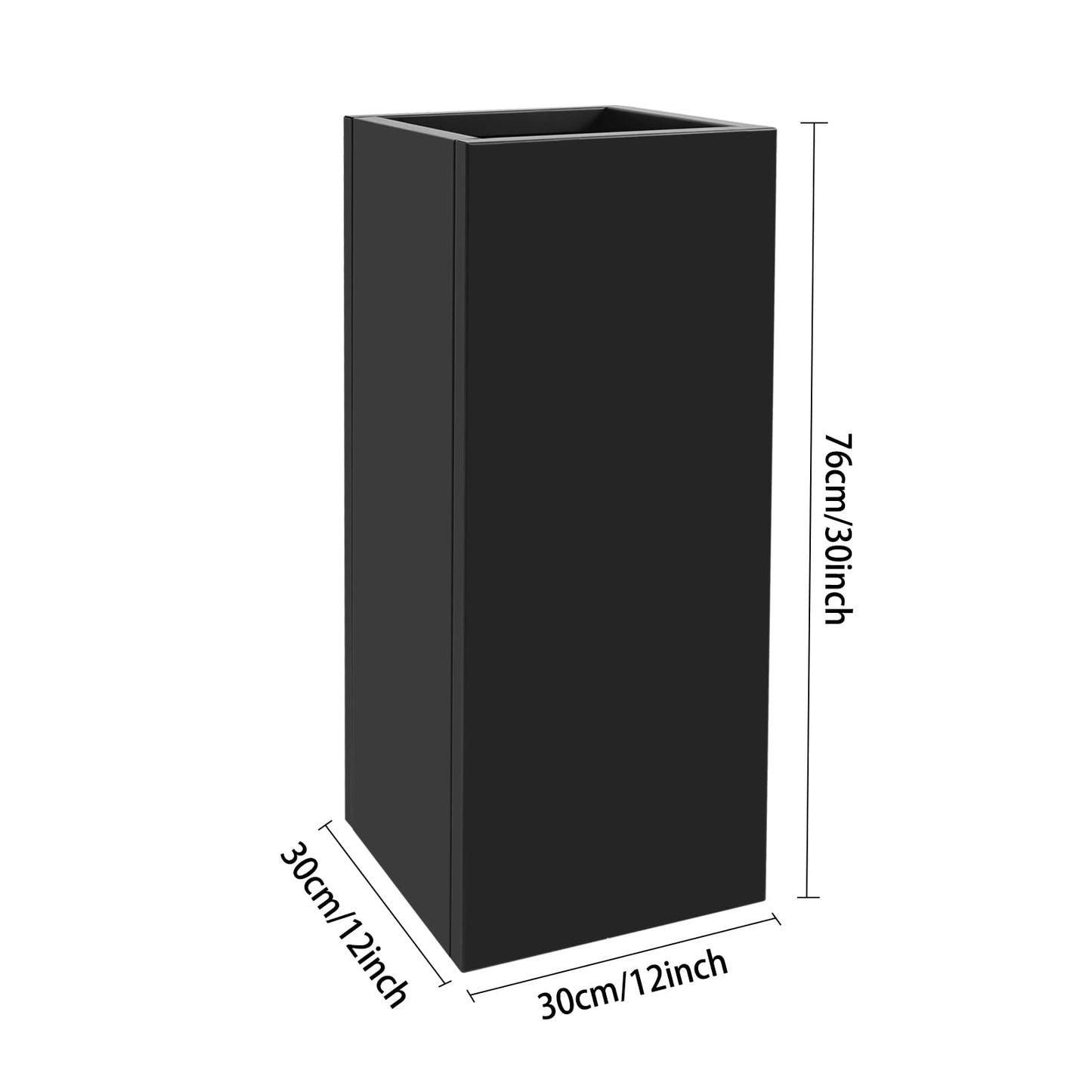 Tall Metal Planter with Removable Inner Shelf, Steel Raised Garden Bed in Black, Heavy Duty Freestanding Flower Box for Indoor Outdoor, Large Plant Container for Patio Balcony, 30 Inch Tall