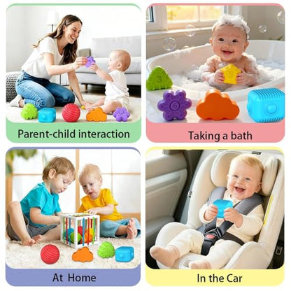 EasierLTtoys Suitable for 1-Year-Old Babies, 6-piece Multi-Sensory Shape Toys, Early Childhood Development Learning Birthday Gift, 12-Month Baby Toys