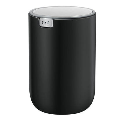 EKO Fandy 0.4 Gal/1.5L Mini Tabletop Trash Bin with Swing-Lid, Desktop Trash Can for Bathroom Countertop, Vanity, Coffee or Office, Small Garbage Bin (Black)